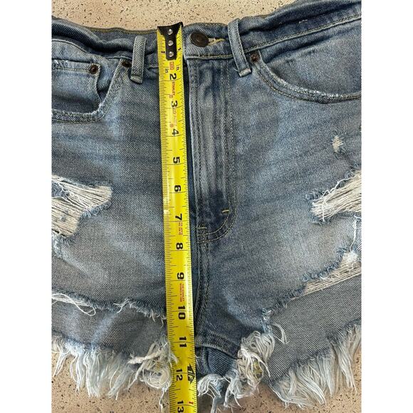 Abercrombie & Fitch High Rise Shorts 27/4 Denim Jean Distressed Y2K Frayed - Picture 4 of 7